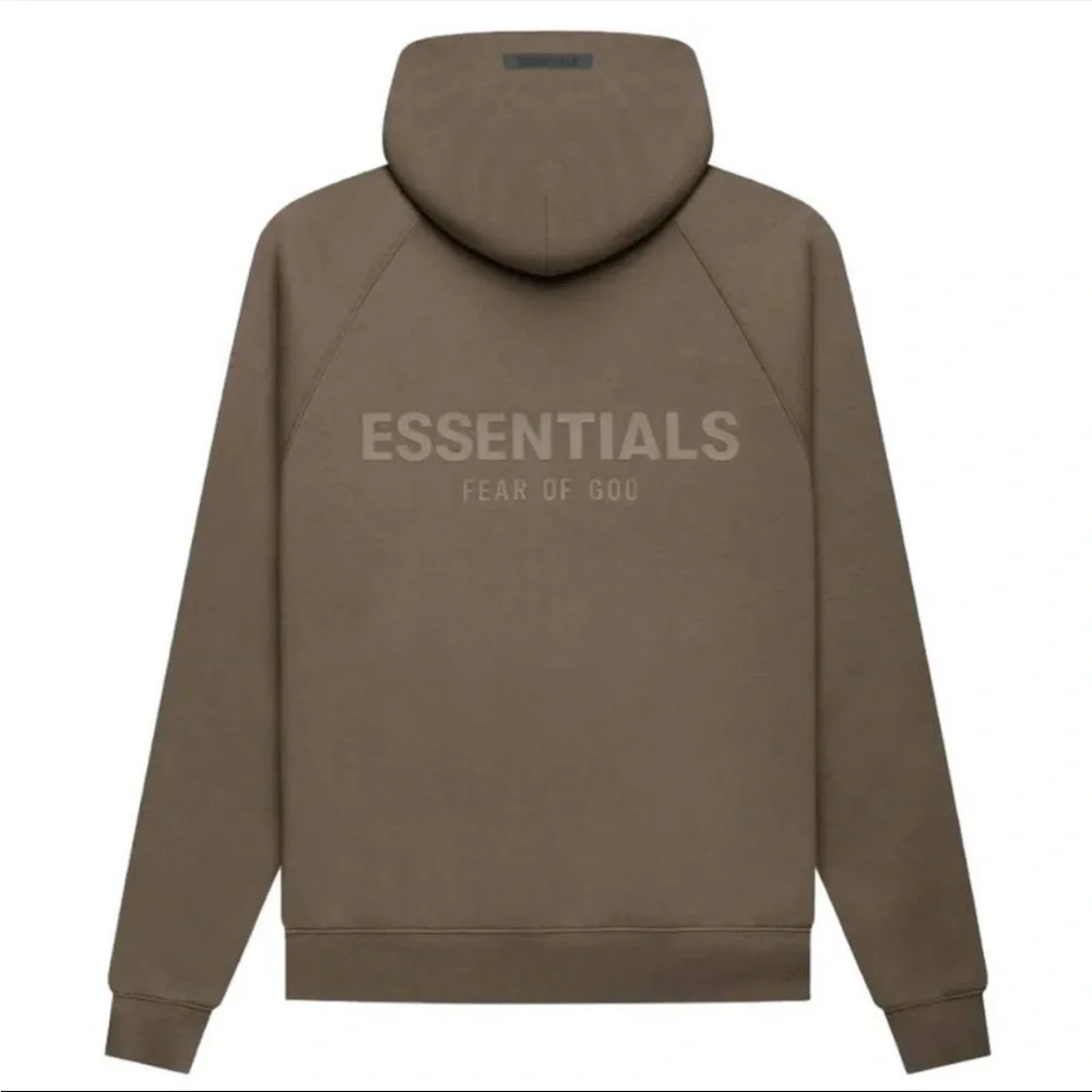 ESSENTIALS Fear of God logo oversized hoodie top sweatshirt wheat